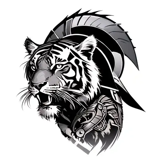 The Battle Of The Spartan Warrior With A Tiger Against The Background Of The Coliseum