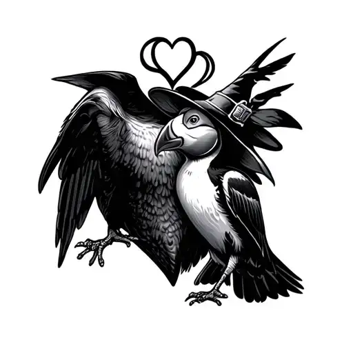 Heart And Puffin And Trump And Witch