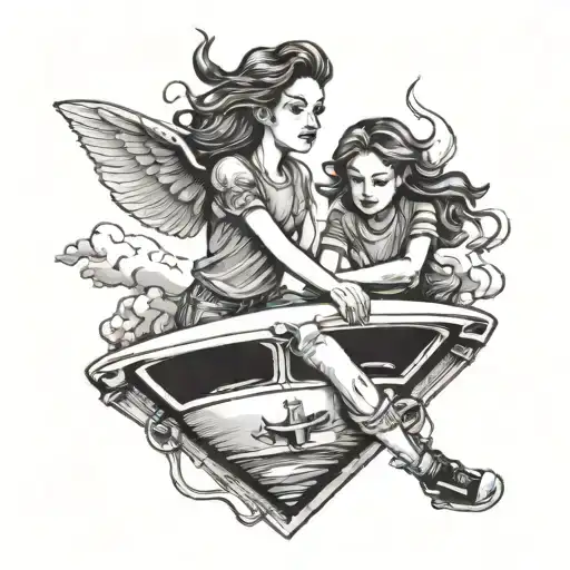 Two Girls Coming Out Of A Sunroof