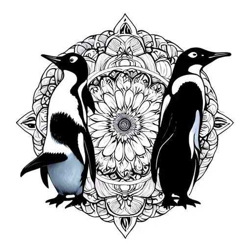Mandala With Penguins