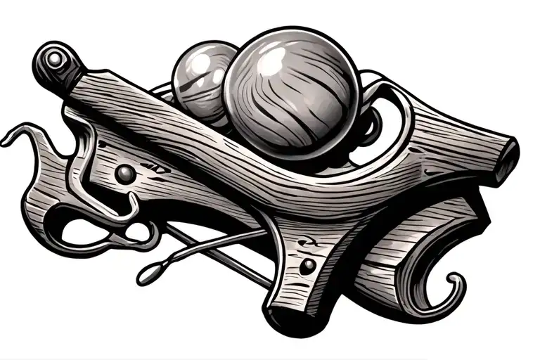 Wooden Slingshot With Marbles