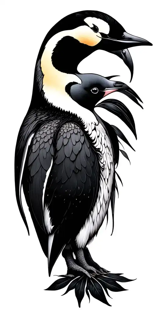 Feminine Mandala With Penguin Couple