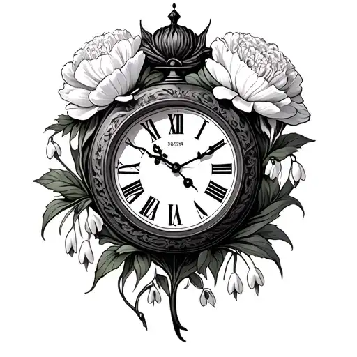 Carnation And Snowdrop Clock Surrounded