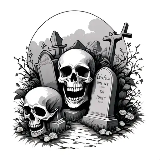 Skulls And Cemetary Path