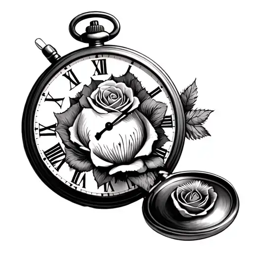 Pocket Watch With Rose And Thistles
