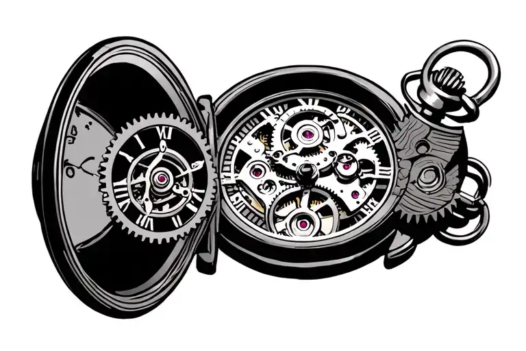 Pocket Watch With Gears Inside The Middle