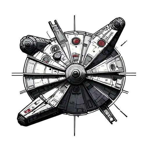 Millenium Falcon Outline Drawn