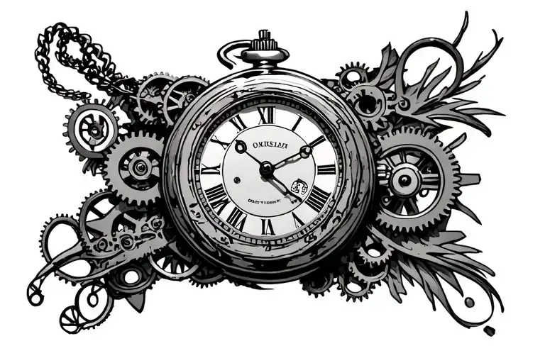 Pocket Watch With Gears Inside The Middle