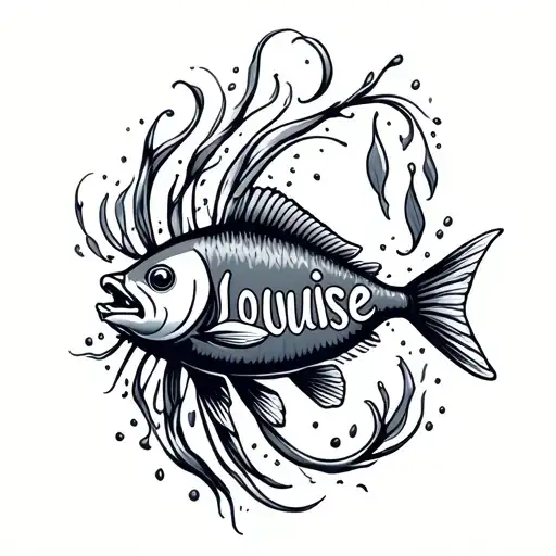 Make A Small Fish With The Name 'Louise' Inside Of It With A Wistful Font