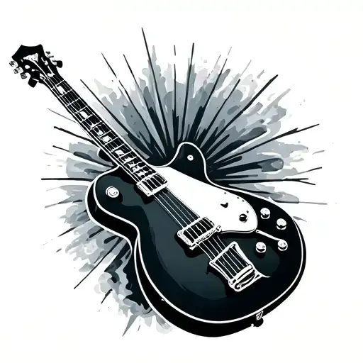 Lord Huron Logo With A Guild Electric Guitar Merging In Color