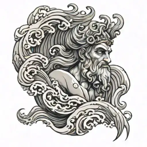 Poseidon God Wave With A
