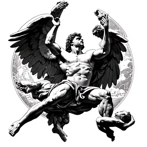 Atlas Holding The World Et Icarus Falling