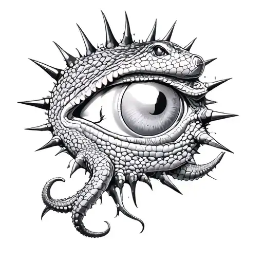 This Is A Reptile Eye Coming Out A Circle Of Spikes With Tentacles