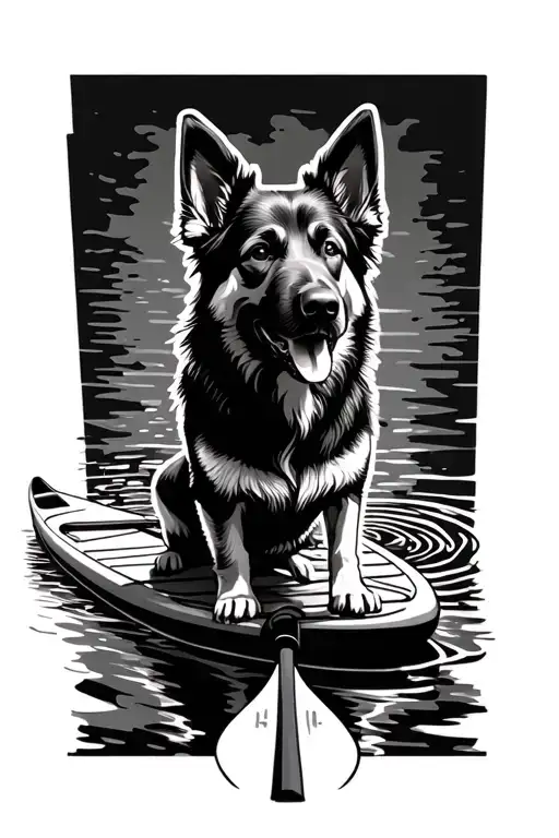 German Shepherd On A Paddle Board Design