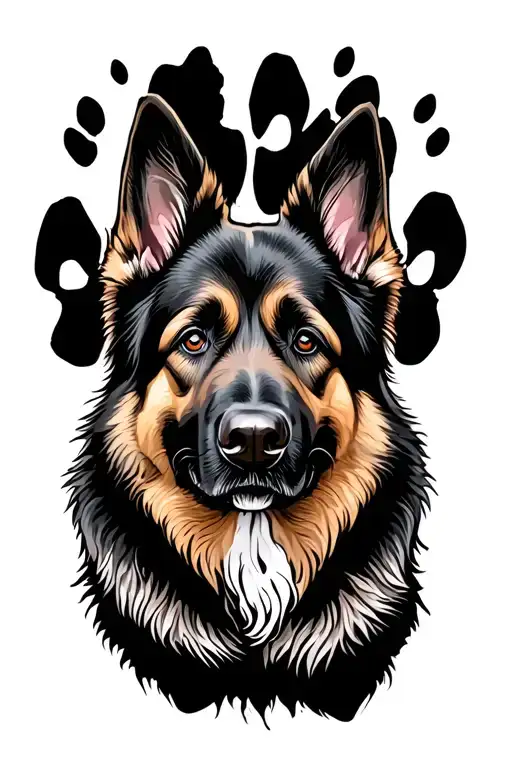 German Shepherd Inside A Paw Print