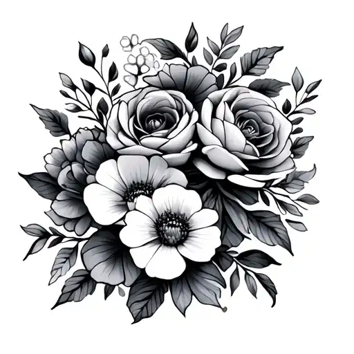 Family Daughters Flowers Intertwined
