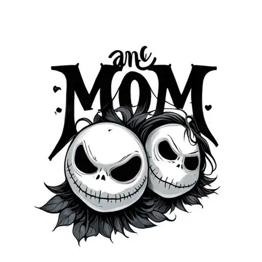 Text That Says Mom And Jack Skellington Head