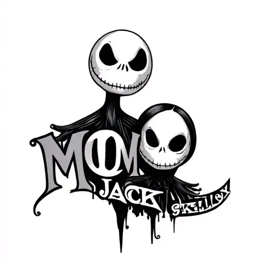 Text That Says Mom And Jack Skellington Head