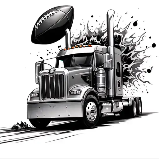 18 Wheeler With 22 On The Grill Breaking Through A Football