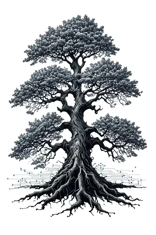 A Rowan Tree Where The Roots Turn Into Circuit Board Traces