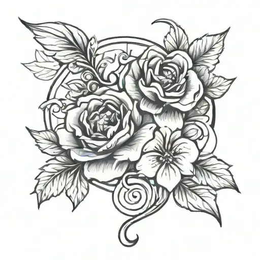 March Birth Stone And Flower Intertwined