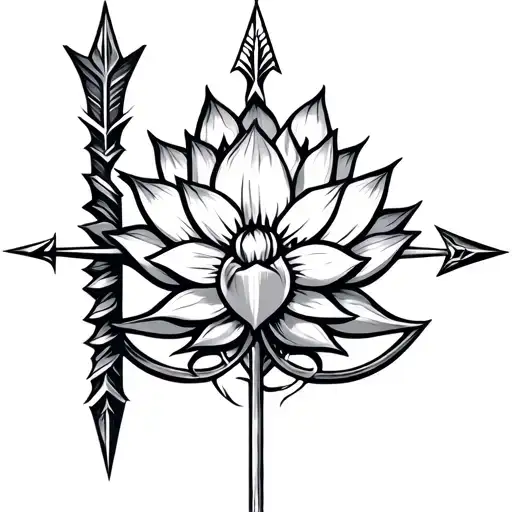 Masculine Lotus Turning Into An Arrow With Viking Compass In Background