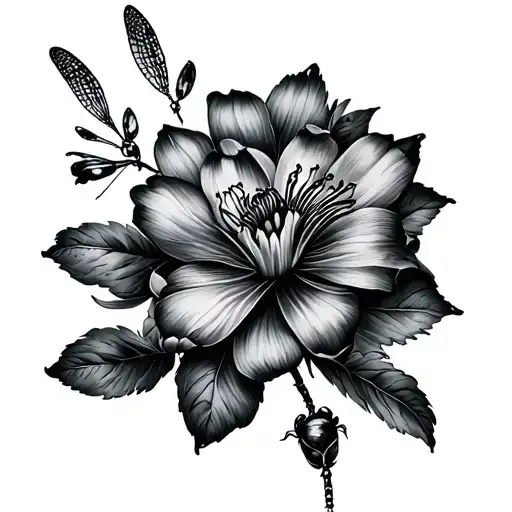 Dragonfly And Flower