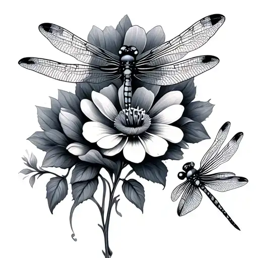 Dragonflies And Flowers