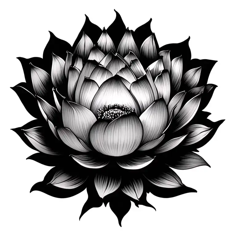 Tribal & Flowers Blooming Lotus Flower