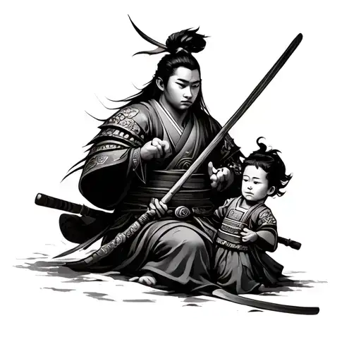 Japanese Warrior And Child