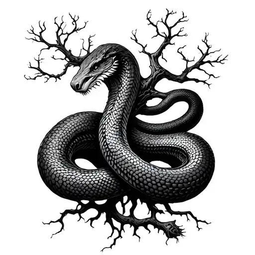 Tree With Roots Around Snake