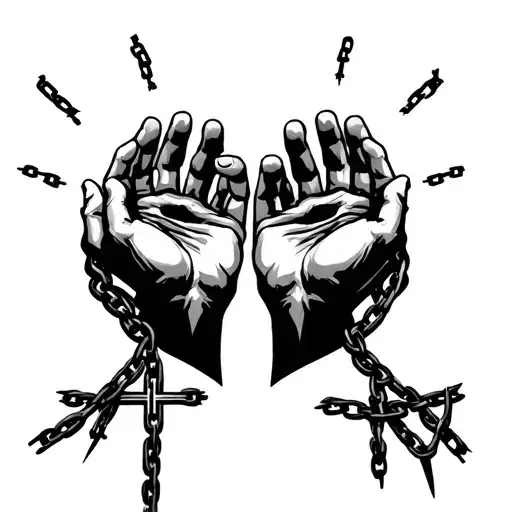 Two Deaths Hold A Black Chain With Their Hands And At The End There Is A Cross