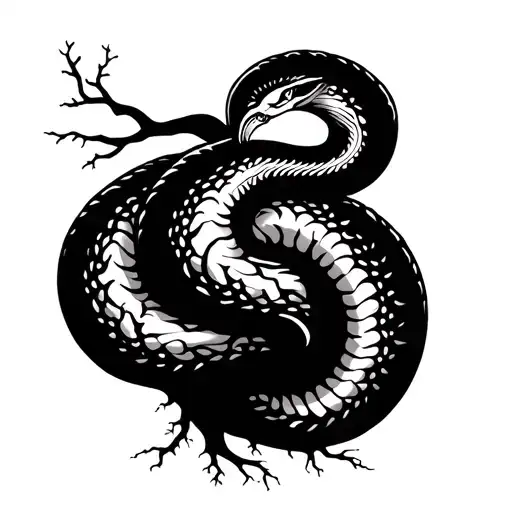 Tree Of Life With Roots Choking Snake