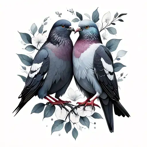 In Love Pair And Pigeons