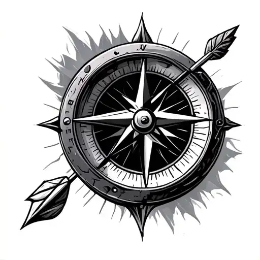 Compass With Reticle Crosshairs And Arrow