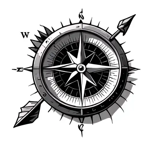 Compass With Reticle Crosshairs And Arrow