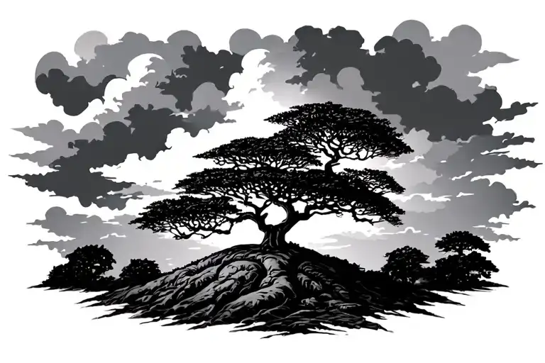 Africaa Tree And Clouds Behind It