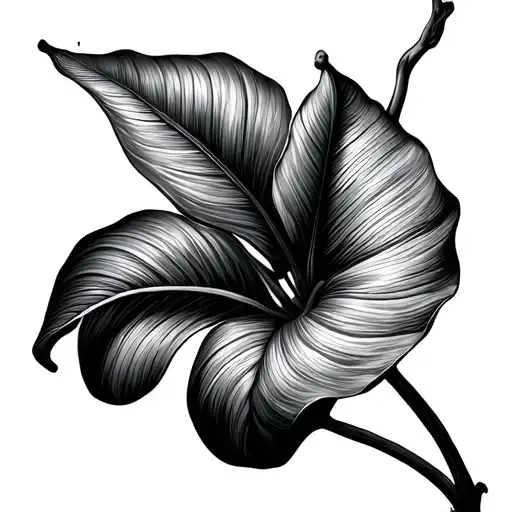 Anthurium Clarinervium Fine Line Tattoo One Line