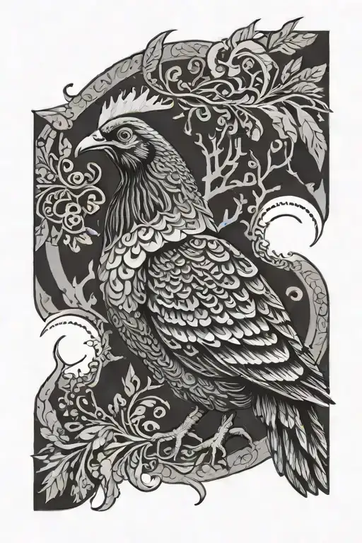 Wood Grouse With Latvian Pagan Symbols