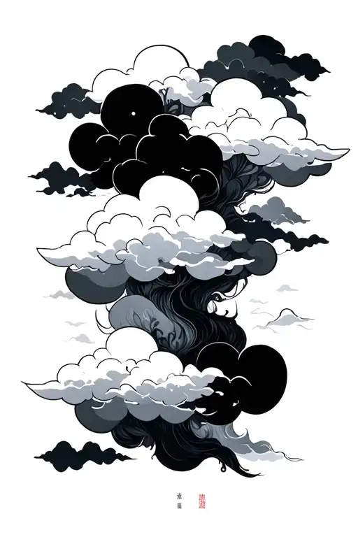 Japanese Cloud Background Black And White