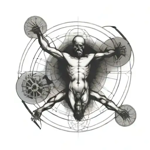 Vitruvian Man Simple Line Drawing