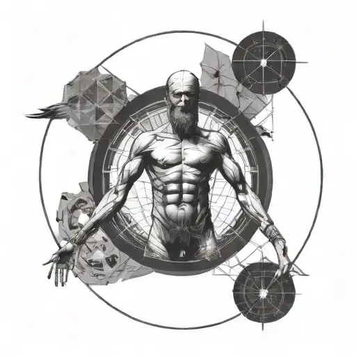 Vitruvian Man Simple Geometric Design Incorporating