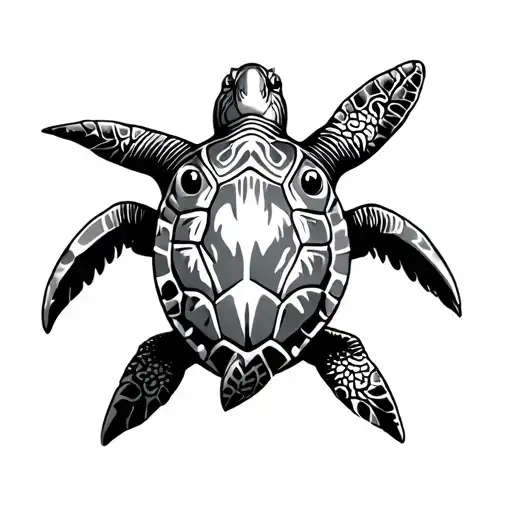 Turtle Shark Sunset Ocean Tribal Design