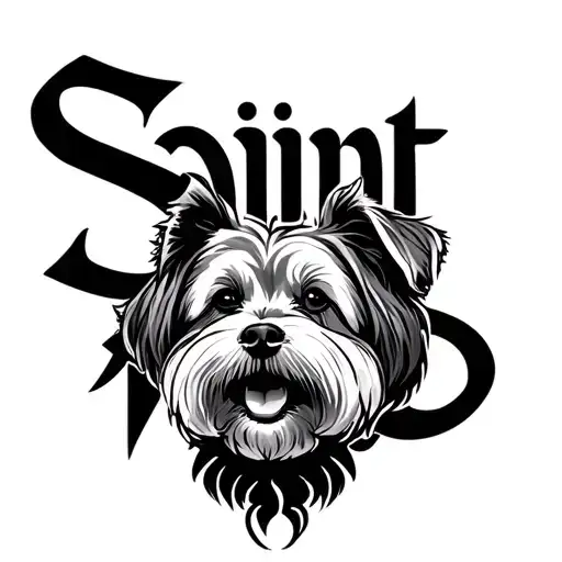 The Word Saint And A Outline Of A Dog