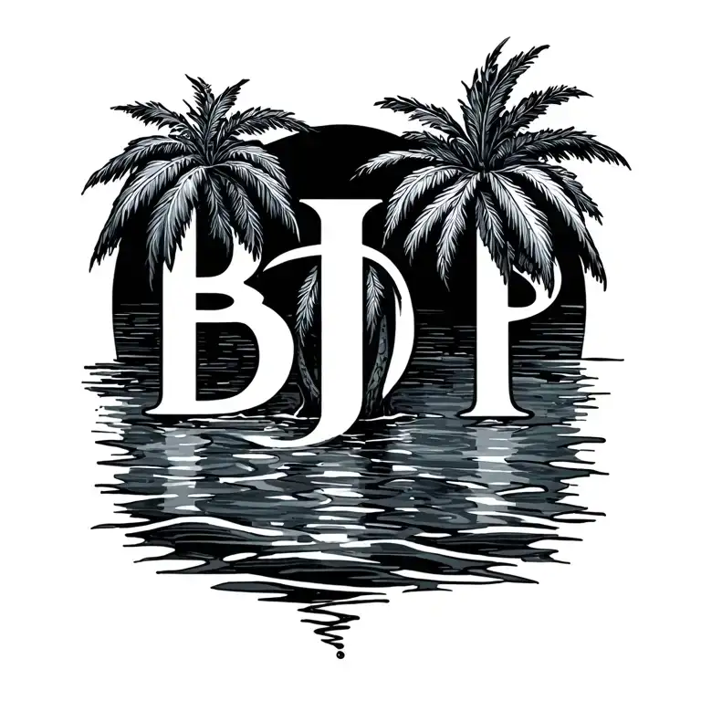 Palm Treee Water Initials Bdp