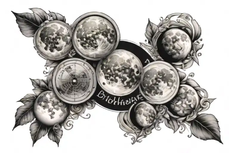 4 Moon Phases Birthdates And Names Written Inside