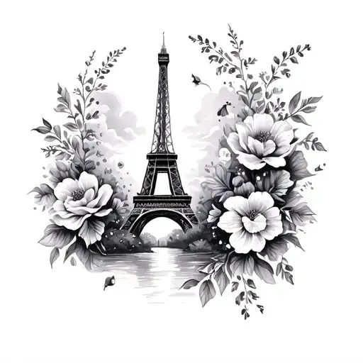 Eiffel Tower Surrounded By Flowers