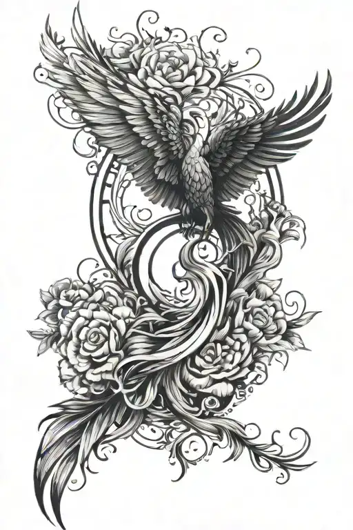 With A Phoenix Soaring And Plants Growing Together Add Number 8 For Infinity 888