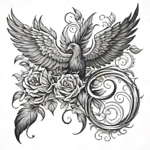 With A Phoenix Number 8 And Plants Growing Together Add Number 8 For Infinity