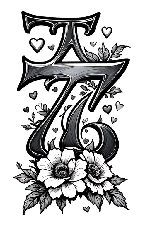 777 Symbol Surrounded By Flowers And Hearts